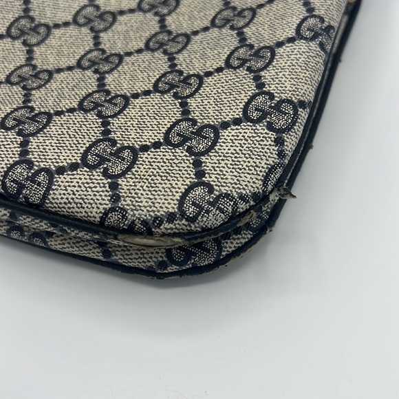 GUCCI GG Sherry Line Canvas Shoulder Bag Navy Blue vintage - Picture 4 of 11